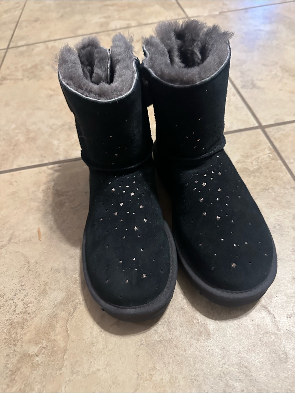 UGG Black Star-Studded Shearling Winter Boots
